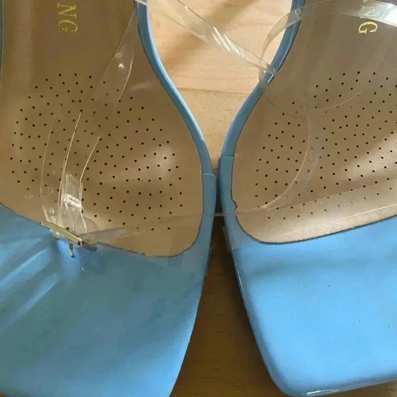 AZAELA WANG WEBSTER SCULPTURAL STILETTO ANKLE STRAP MODERN SANDAL IN BLUE SIZE 9 - Picture 7 of 11